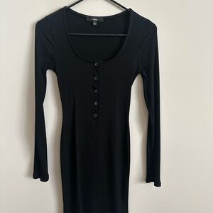 Lulu's Elegant Black Long Sleeve Dress